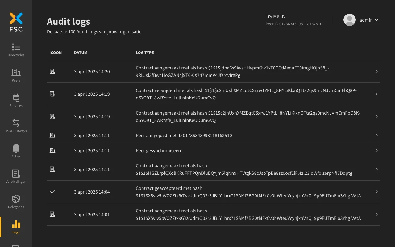 Controller UI Audit Logs page