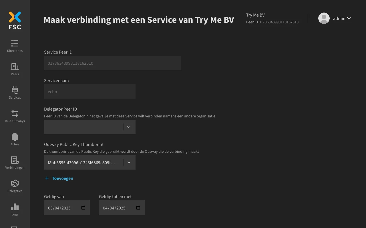 Connect with Service form