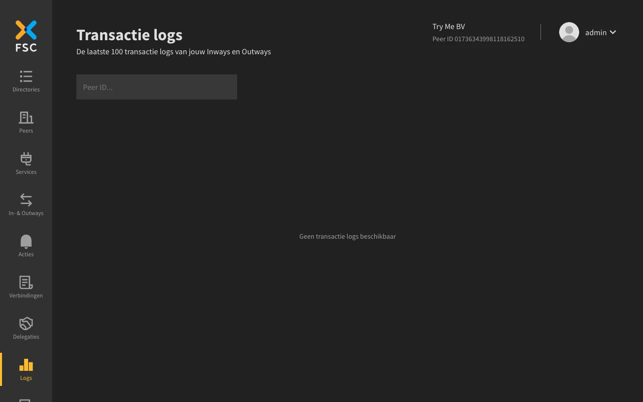 Controller UI Transaction Logs page
